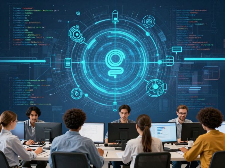 Diverse group of individuals in a tech training environment