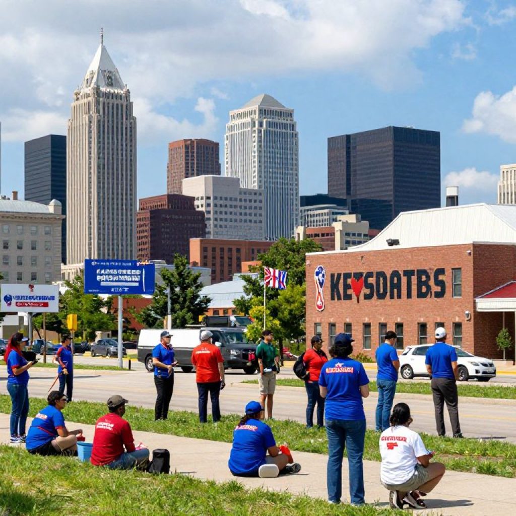 Kansas City skyline showing preparations for the FIFA World Cup.