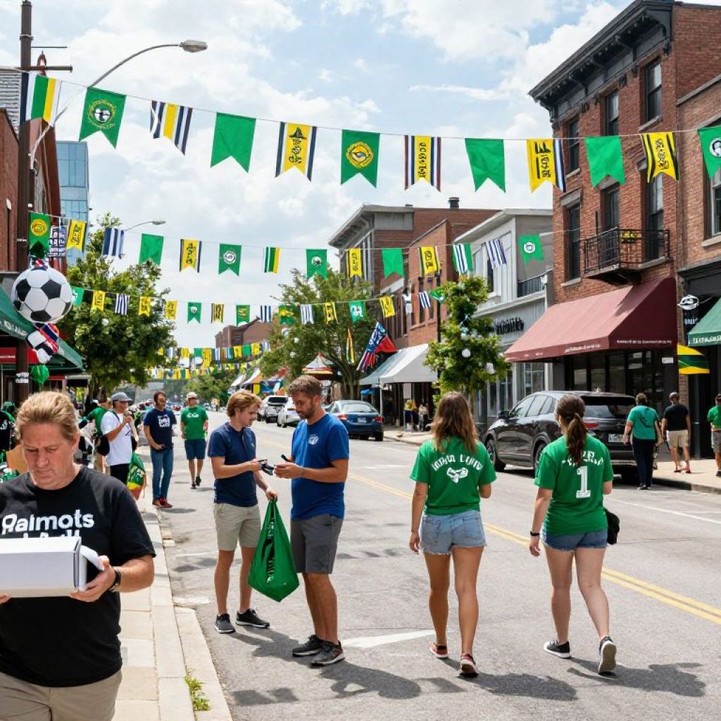 Kansas City street scene with World Cup preparations
