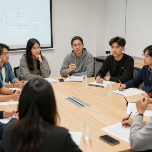 Students collaborating in a leadership workshop in Kansas City