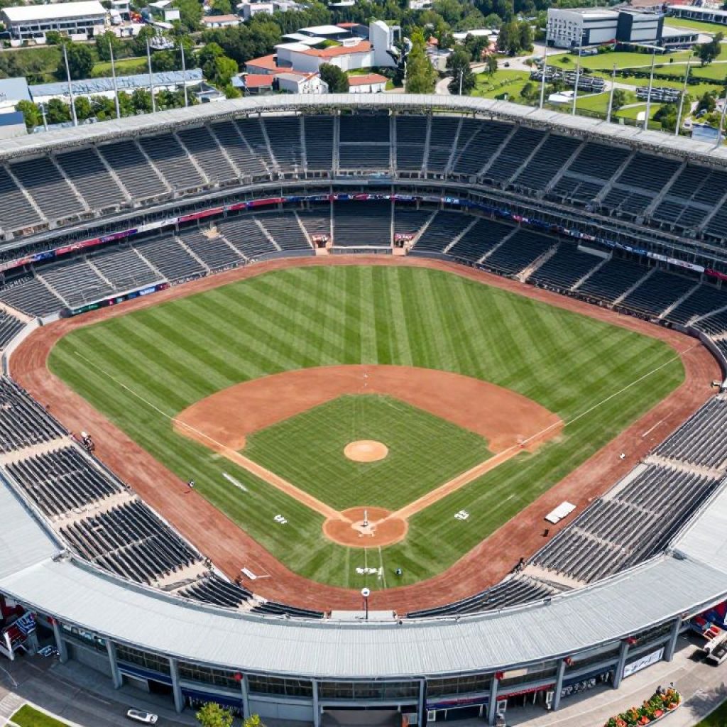 Modified outfield layout at Kauffman Stadium