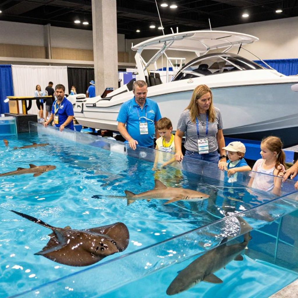 Live stingrays and bamboo sharks at the Kansas City Boat and Fishing Show