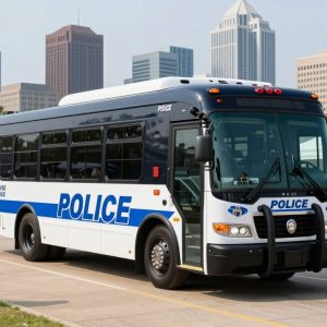 Kansas City Police Department's new command post bus at an outdoor event