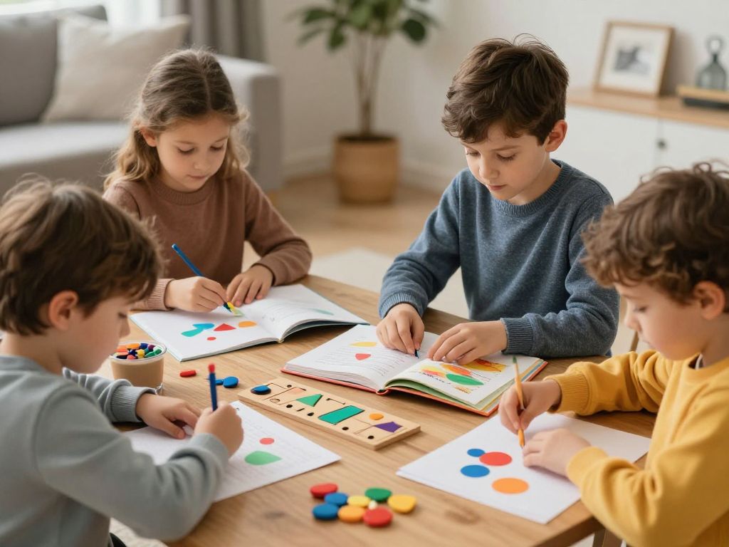 Children participating in indoor activities during winter weather.