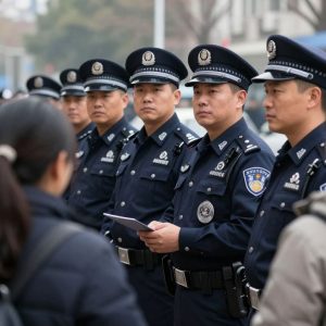 Law enforcement officers interacting with citizens without masks