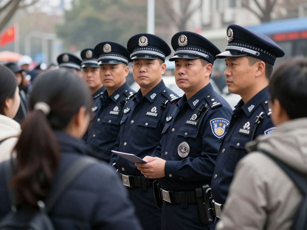 Law enforcement officers interacting with citizens without masks