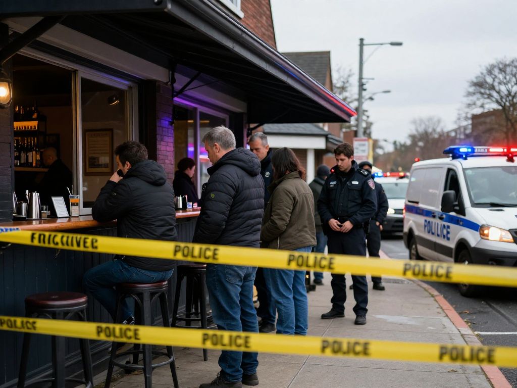 Emergency vehicles at the scene of a bar shooting in Lawrence