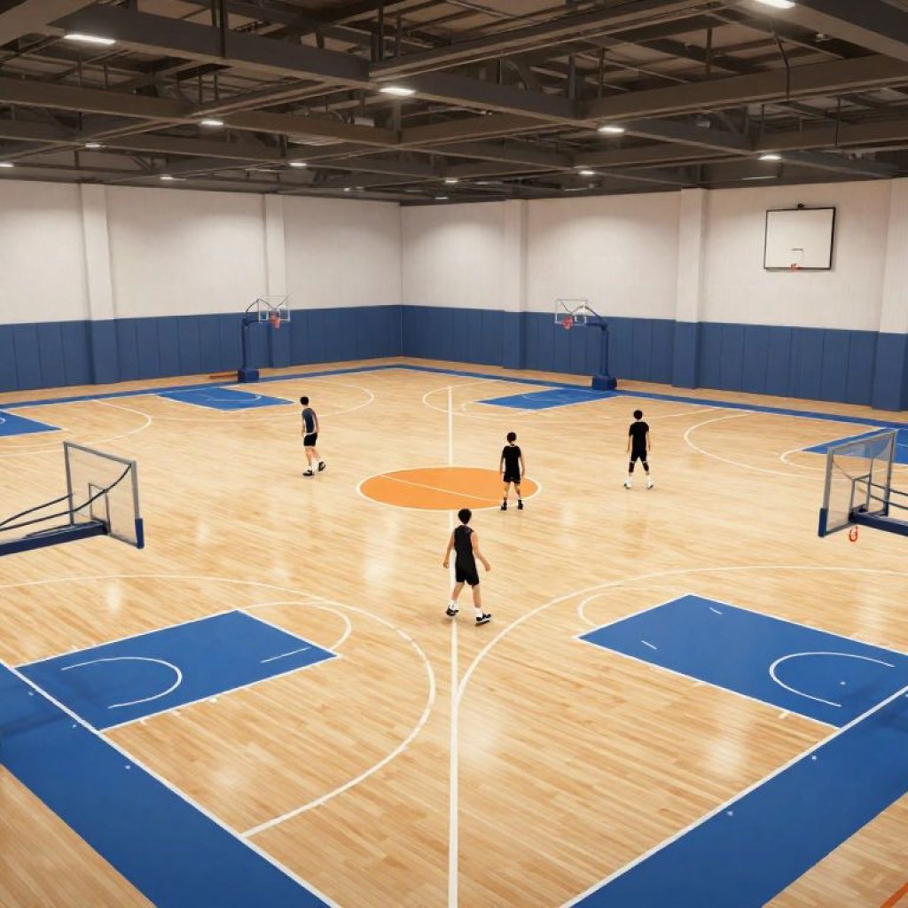 Rendering of the future Lee's Summit fieldhouse interior with basketball courts.