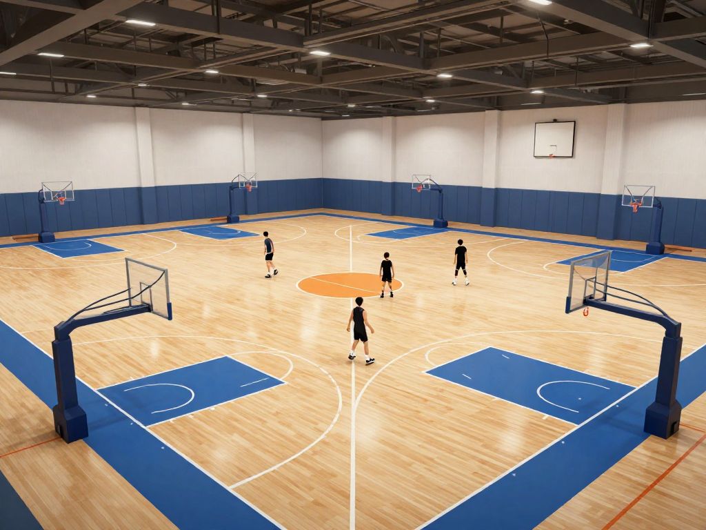 Rendering of the future Lee's Summit fieldhouse interior with basketball courts.