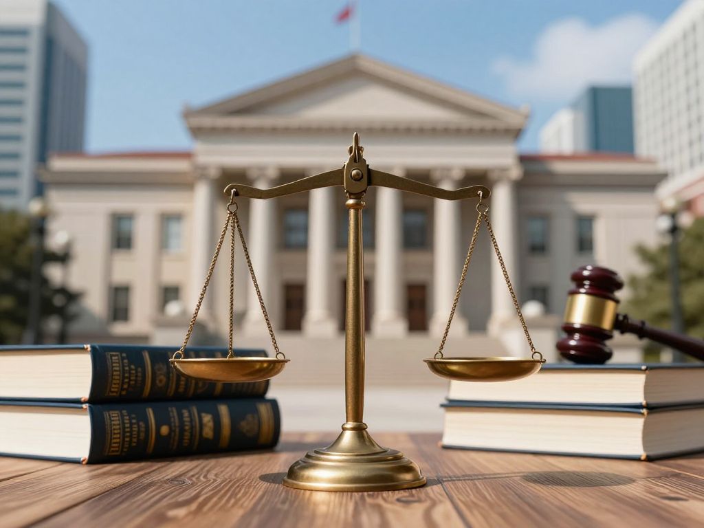 Representational image of legal books and a courthouse symbolizing medical negligence advocacy
