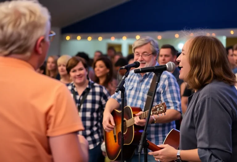 Local community event highlighting humor and music in Riverside