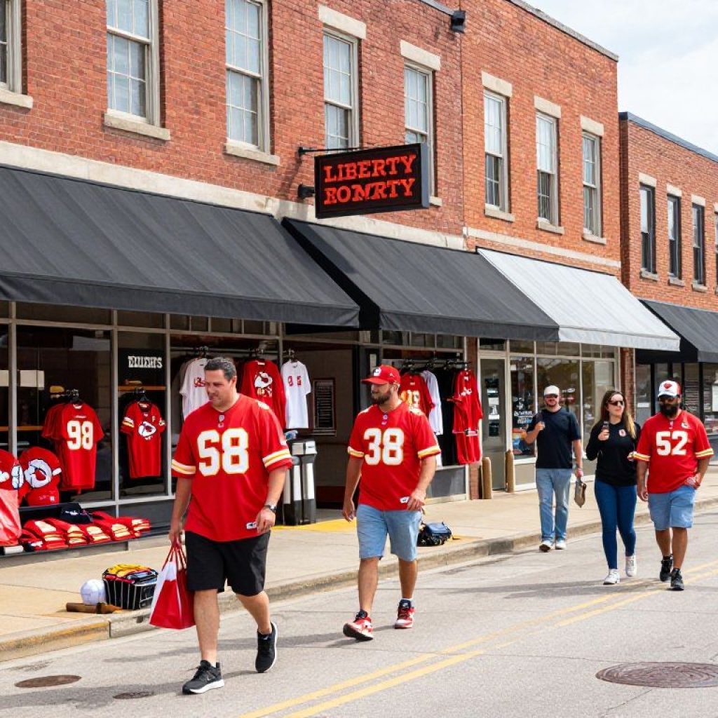 Local boutiques in Liberty, Missouri showcasing Chiefs merchandise