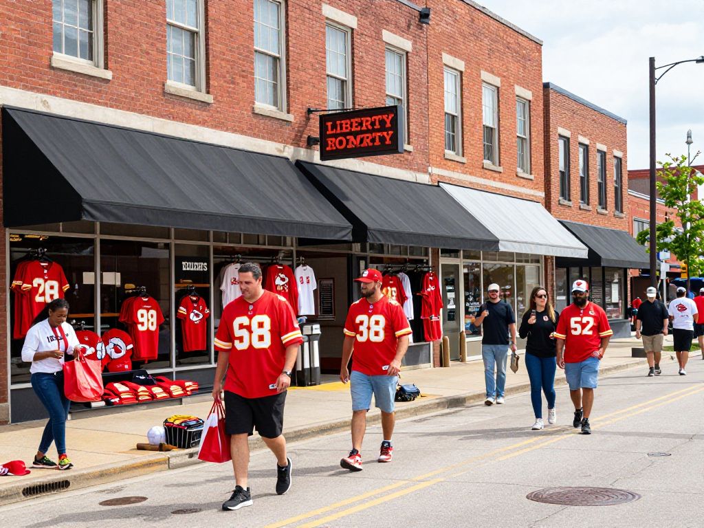 Local boutiques in Liberty, Missouri showcasing Chiefs merchandise