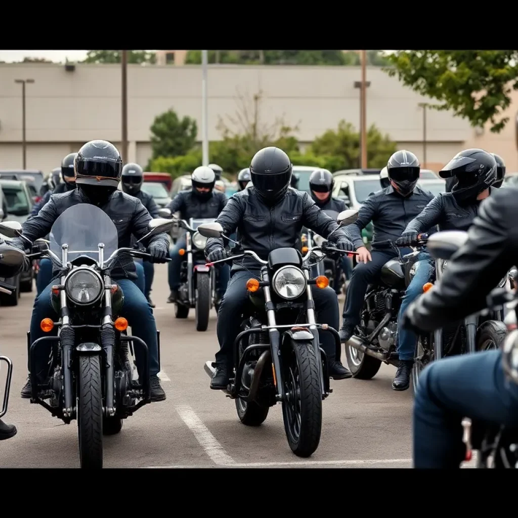 Members of the Los Valerosos Motorcycle Gang with their bikes