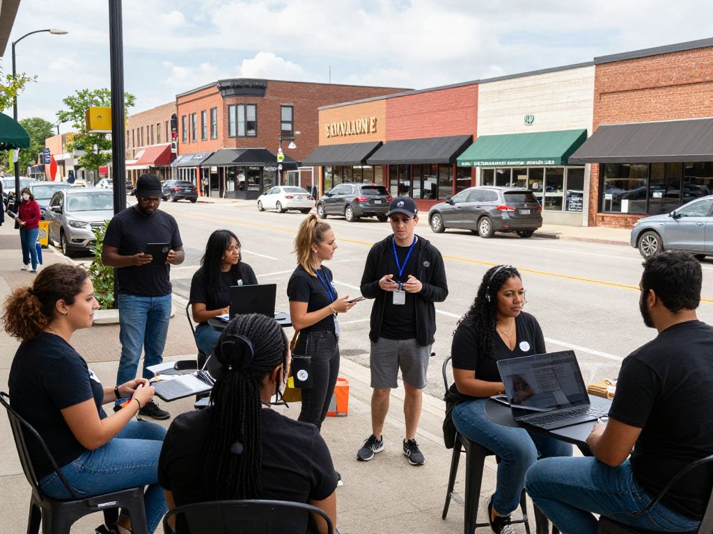 Entrepreneurs collaborating in a mid-sized Missouri city