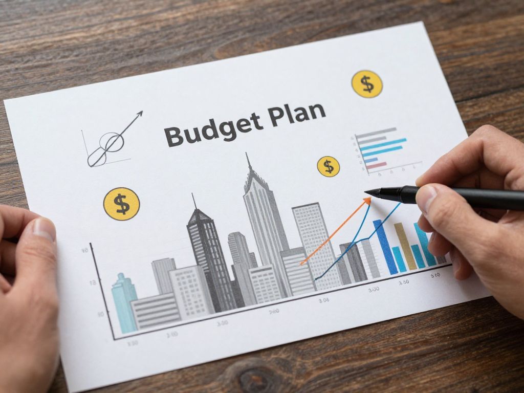 Illustration of Missouri budget plan concept with financial symbols