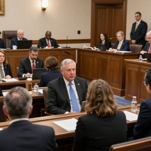 Missouri lawmakers in a meeting discussing vehicle inspection rules