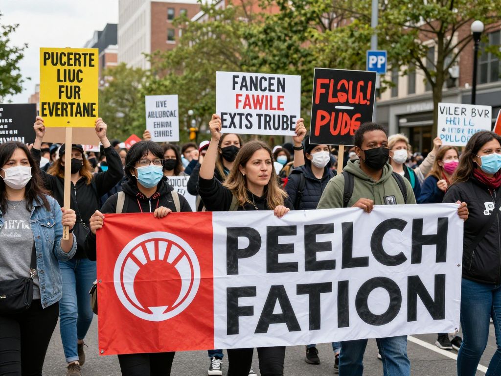 Diverse group of protesters demonstrating for civic engagement in Missouri