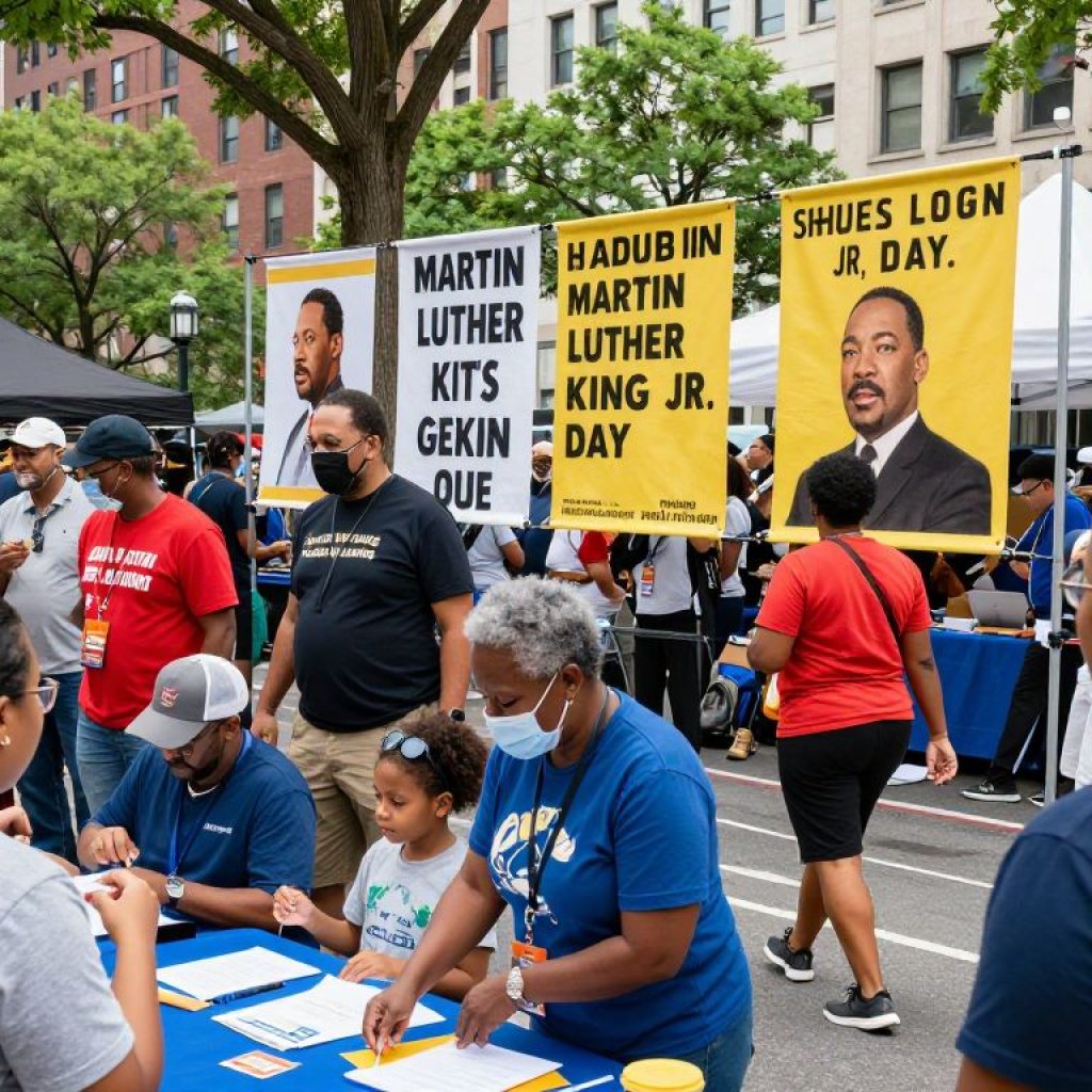 Community members celebrating Martin Luther King Jr. Day in Kansas City.