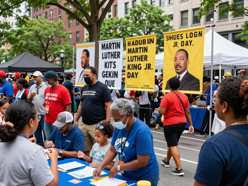 Community members celebrating Martin Luther King Jr. Day in Kansas City.