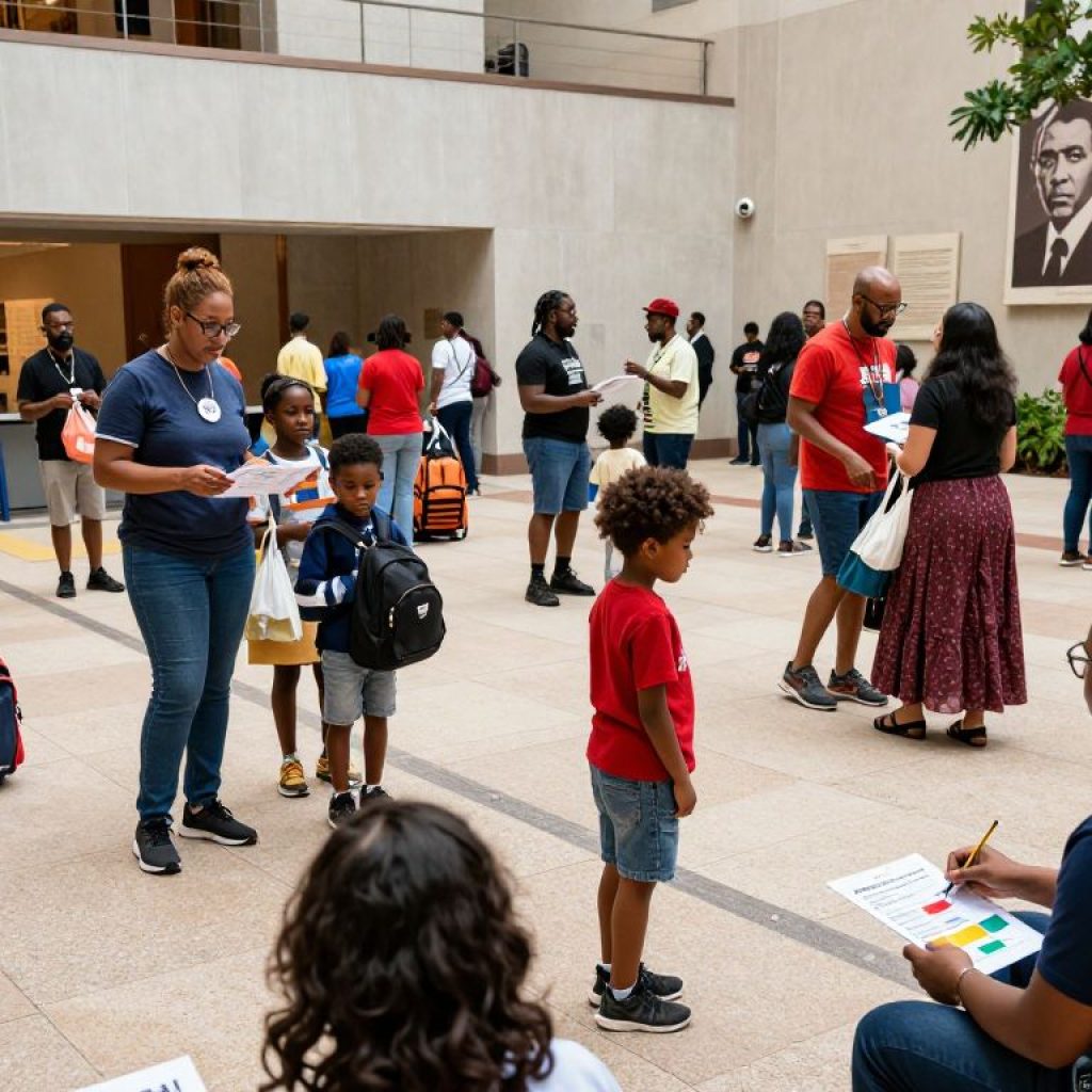 Families engaging in hands-on activities at the Missouri History Museum's MLK celebration