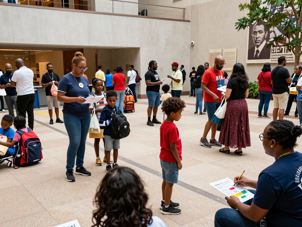 Families engaging in hands-on activities at the Missouri History Museum's MLK celebration