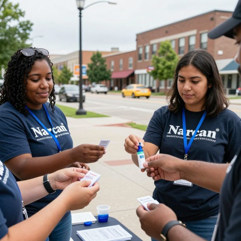 Volunteers distributing Narcan on Independence Avenue, Kansas City
