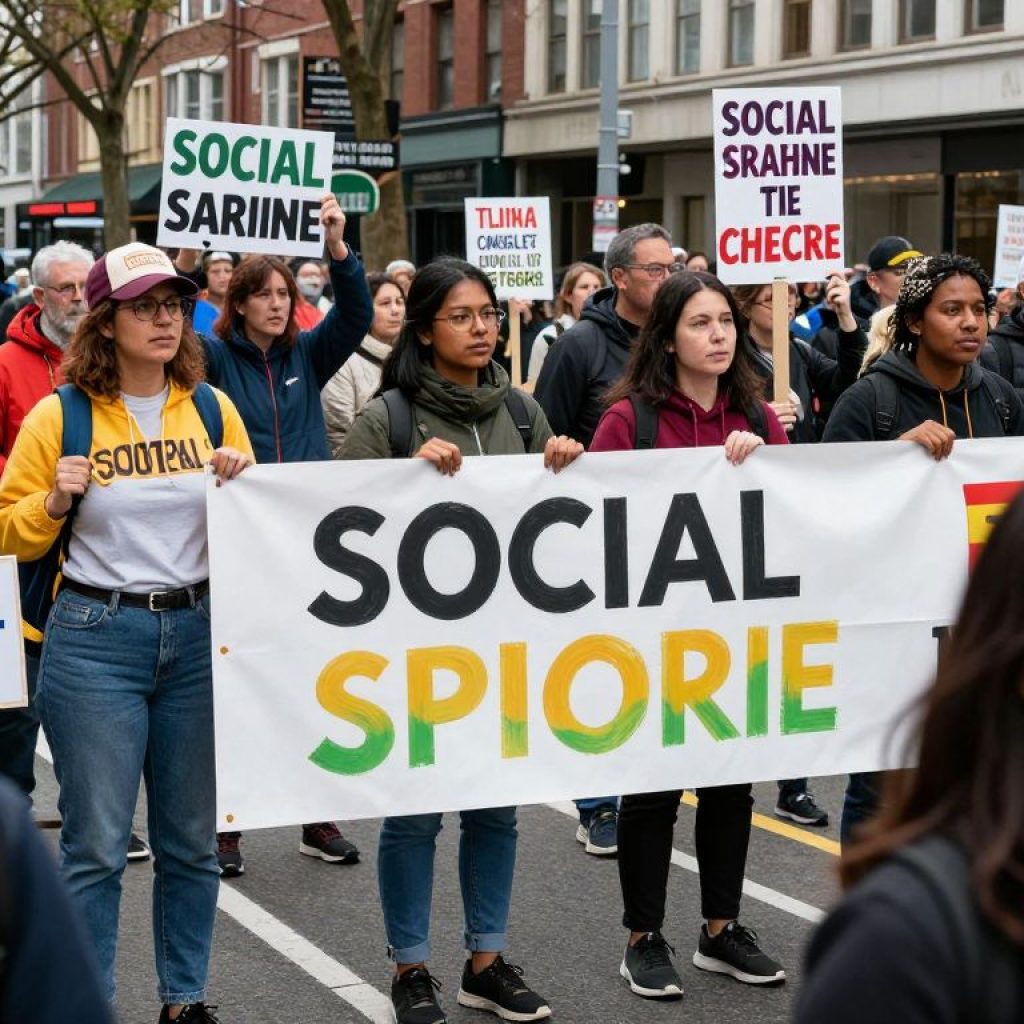 Crowd at a peaceful protest in Kansas City advocating for civic engagement.