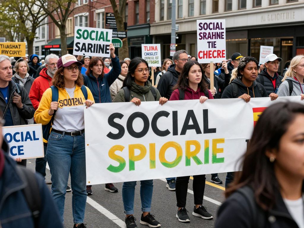 Crowd at a peaceful protest in Kansas City advocating for civic engagement.