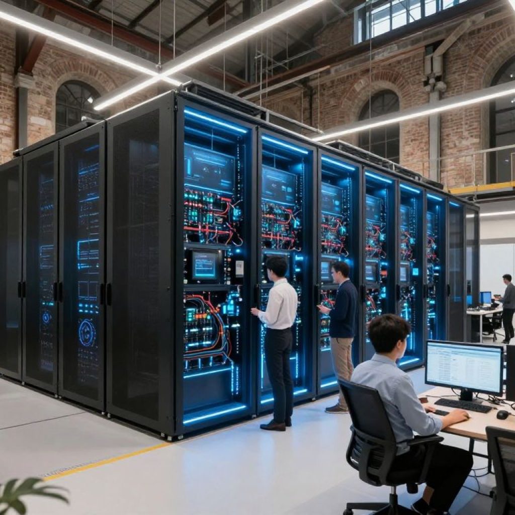 Patmos AI Data Center interior with high-tech infrastructure
