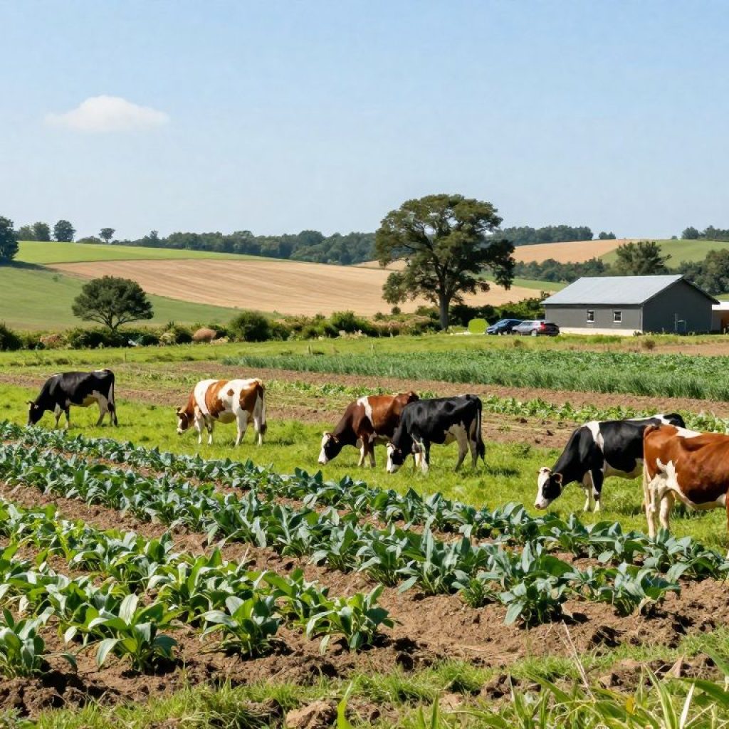 Vibrant farm landscape showcasing regenerative agriculture practices