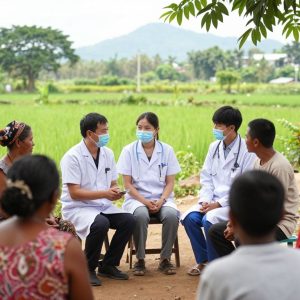 Healthcare professionals working in a rural community