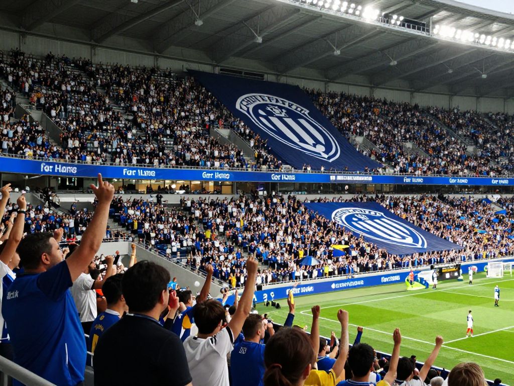 Fans cheering at Sporting Kansas City stadium for their new coach.