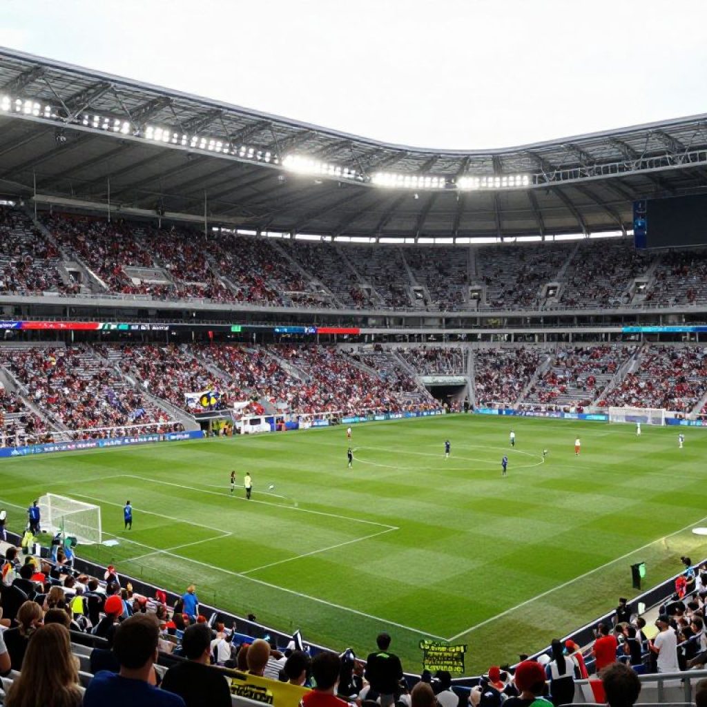 Soccer fans in a stadium supporting Sporting Kansas City