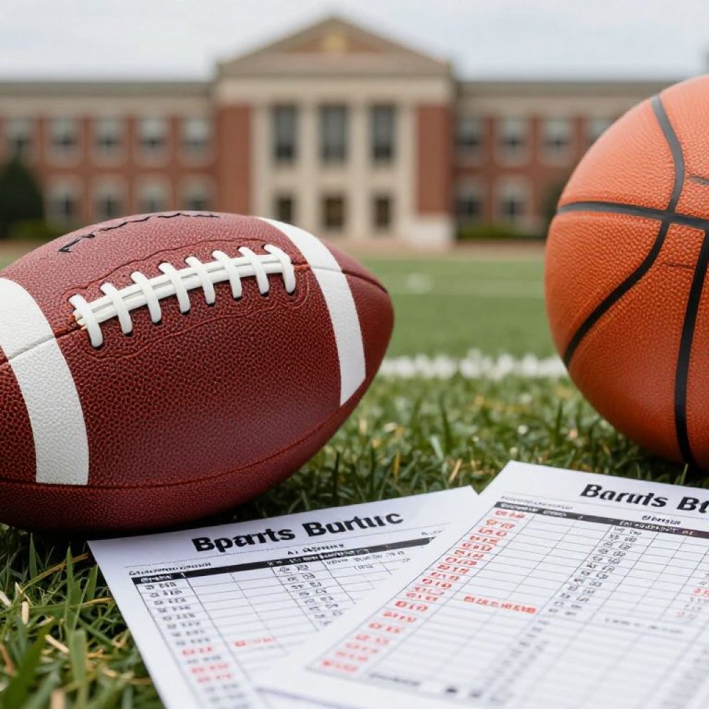 Conceptual image of sports betting related to college athletics