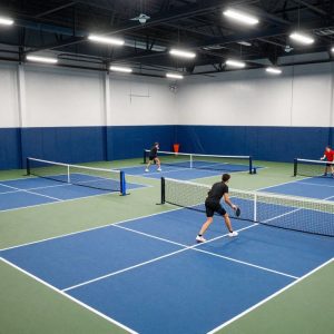 Indoor pickleball courts at SW19 at the Stadium in Kansas City