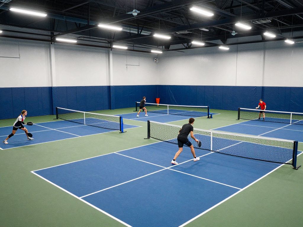 Indoor pickleball courts at SW19 at the Stadium in Kansas City