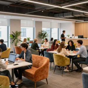 Modern co-working space in Kansas City with young adults
