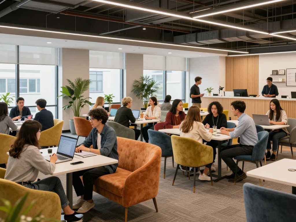 Modern co-working space in Kansas City with young adults