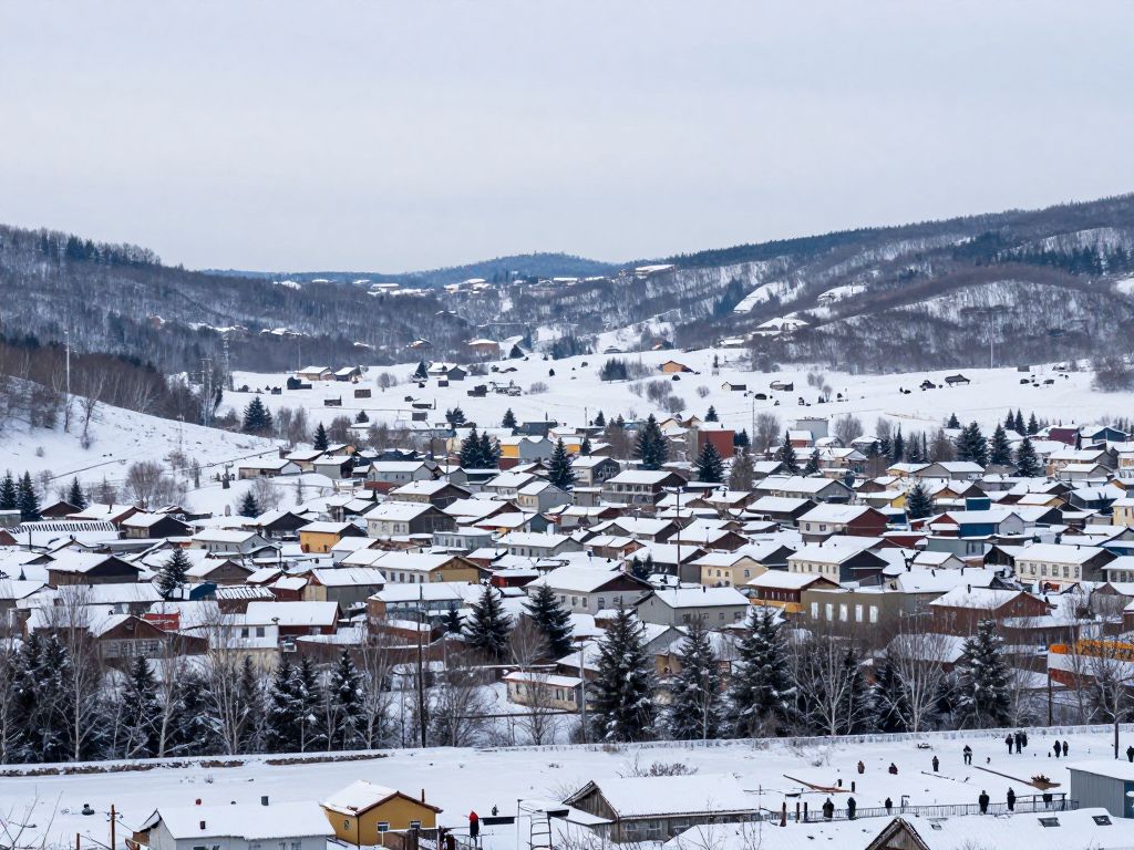 A peaceful winter scene depicting a snowy landscape in Emporia.