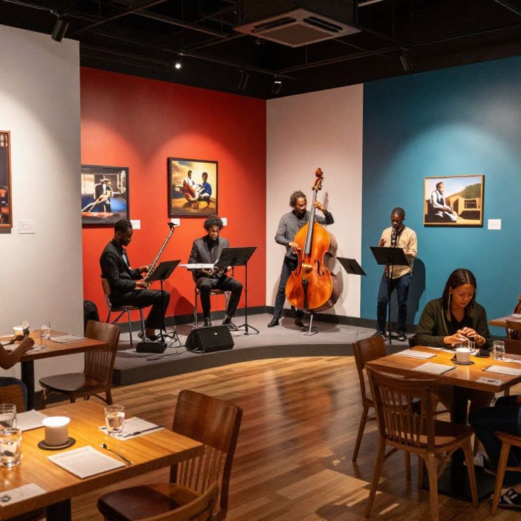 Modern exhibits and dining options at the American Jazz Museum