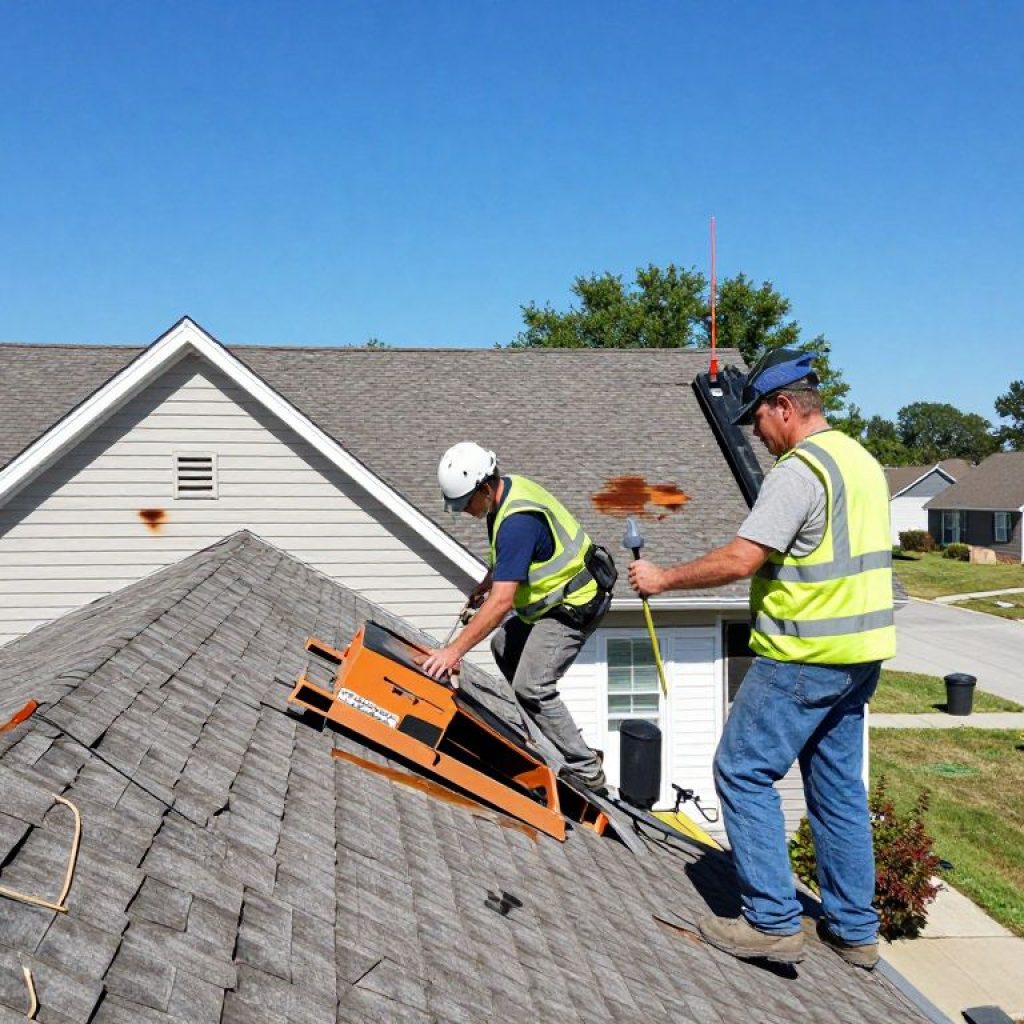 Roofing team assessing storm damage in Kansas City
