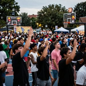 Crowd enjoying a music festival during the Big 12 Basketball Tournament Afterparty