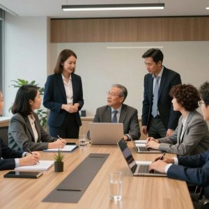 Interior of Foster Wallace Personal Injury Lawyers office, showcasing professional atmosphere and teamwork.
