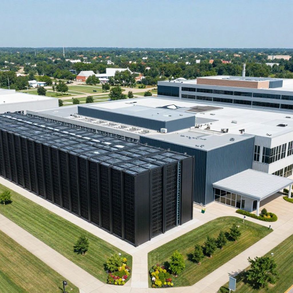Google data center campus showcasing modern architecture in Kansas City.