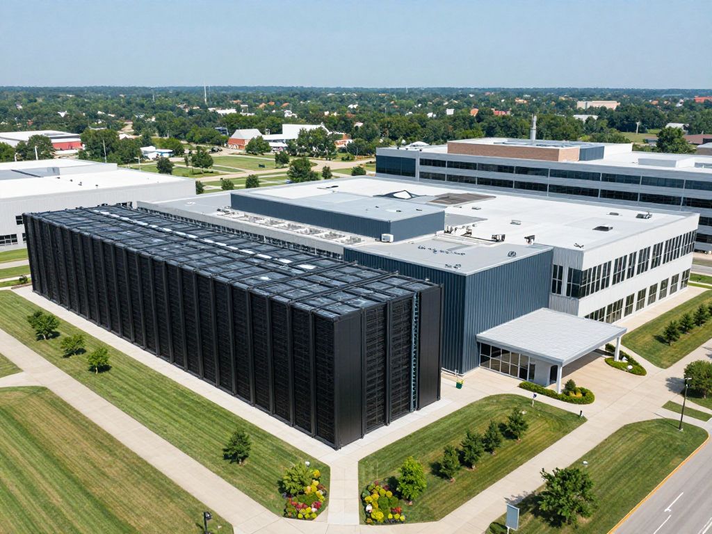 Google data center campus showcasing modern architecture in Kansas City.