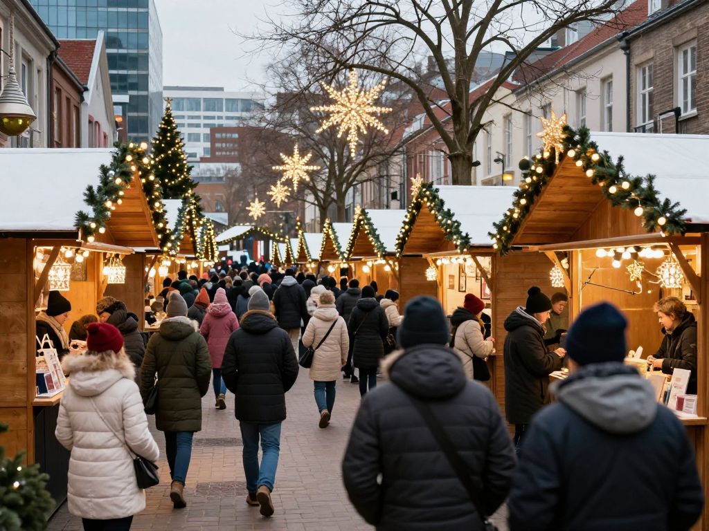 Families at the Hallmark Christmas Experience market