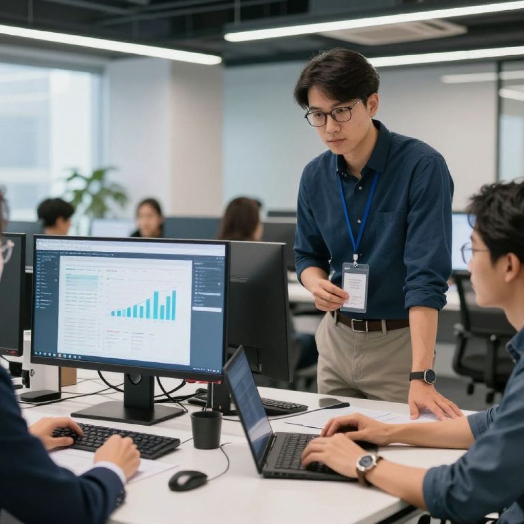 H&R Block consultants assisting clients using technology