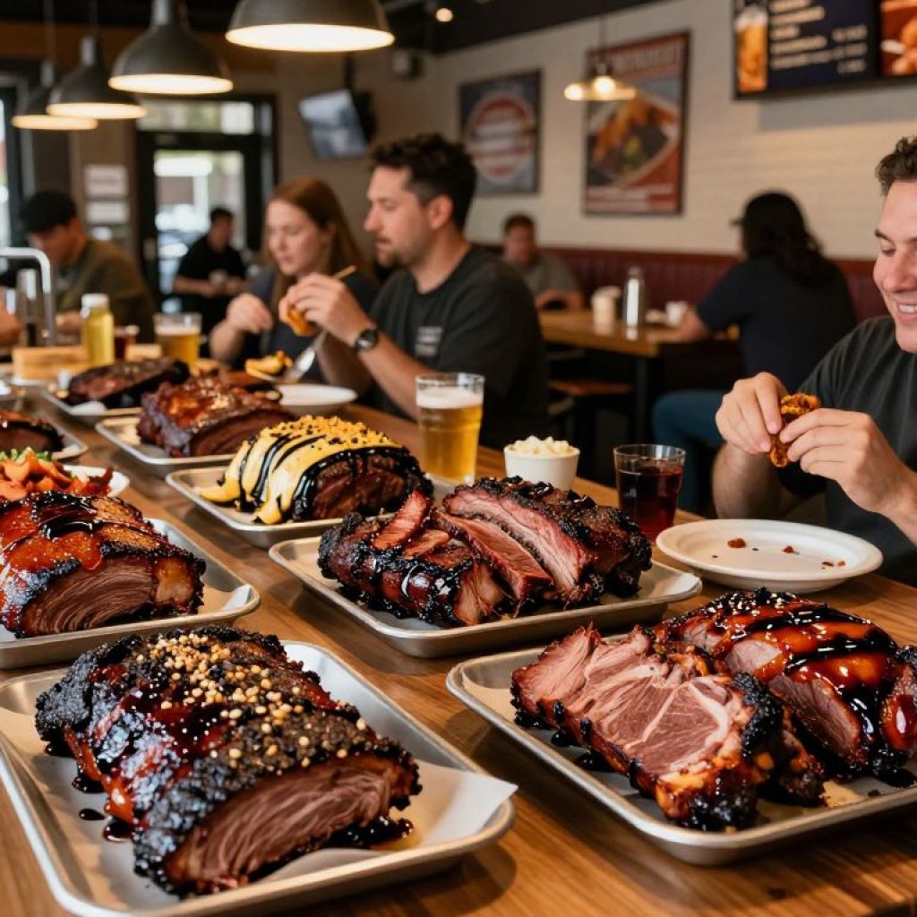 Vibrant Kansas City barbecue restaurant showcasing delicious meats