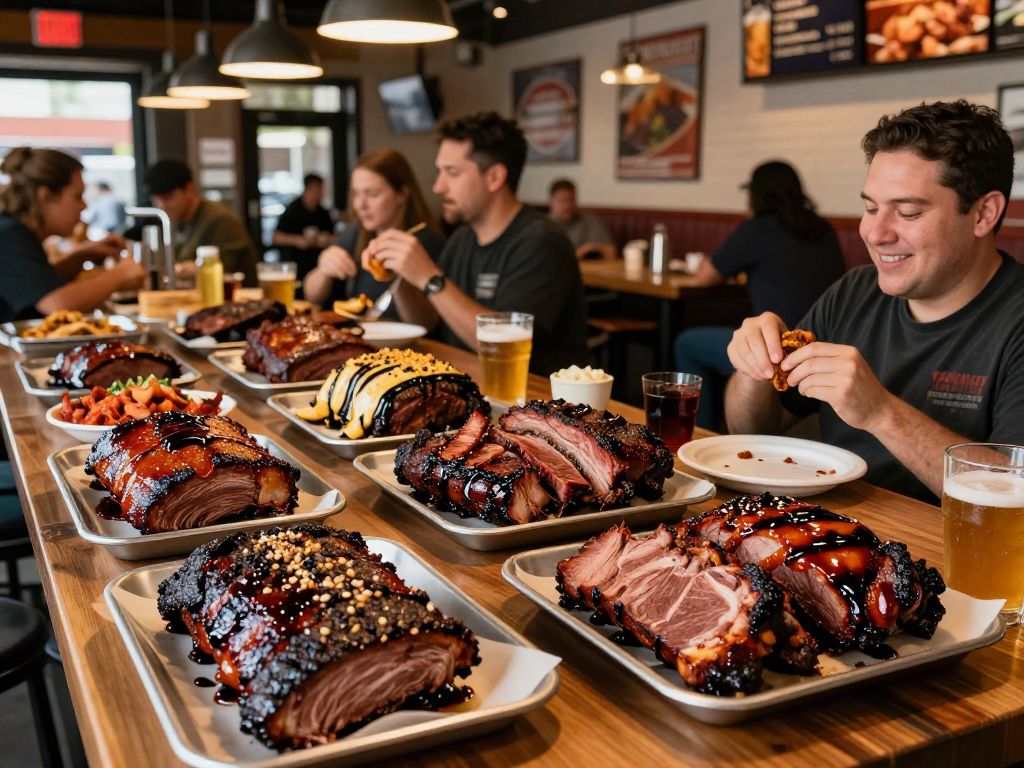 Vibrant Kansas City barbecue restaurant showcasing delicious meats